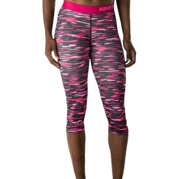 Nike Pro Dri-Fit Printed Relay‎ Crop Activewear Bottoms Size Medium - Picture 1 of 8
